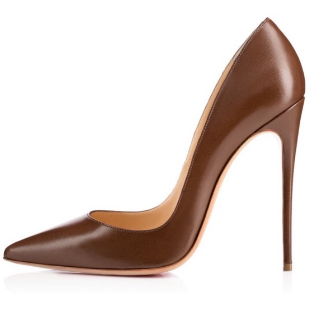FSJ Brown Office Heels Pointy Toe Stiletto